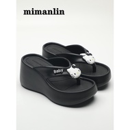 slippers for women selipar wanita Selipar kucing tumit tinggi 9cm sandal jepit wanita musim panas me
