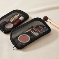 Printed 2-piece nylon mesh beauty cosmetic zip pouch set