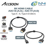 ACCSOON AXC18 / AXC19 8K HDMI CABLE TYPE A TO TYPE A / TYPE A TO TYPE D CABLE (50CM)