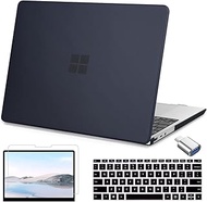 Conbovo Case for 12.4 inch Microsoft Surface Laptop Go 2 / 1 2022-2020 Release, Plastic Hard Shell Case Keyboard Cover Screen Protector USB C to USB 3.0 Adapter, Matte Balck