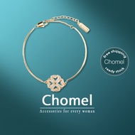 CHOMEL Singapore Clover Bracelet for women 18K Gold Plated gelang tangan chain cute diamond Jewelry