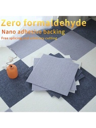 10入組淺灰色30*30cm自粘式客廳地毯磁磚,適用於兒童臥室地面裝飾