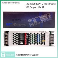 60W LED Power Supply LED Strip Driver 12V Power Adapter 5A Input 110v-240V for LED Modules