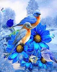 diamond painting Blue flower bird diamond embroidery 5d painting cross-stitch. beads painting beads painting