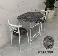 全城熱賣 - （特價傢俬）餐檯,簡易餐桌（1桌2椅）（白管仿黑大理石紋） #H099033555