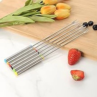 Fondue Forks Stainless Steel, Colored Coding Cheese Fondue Forks, Fruit fork Vegetable Fork BBQ Fork Fondue Sticks Chocolate Fondue Forks Set of 6, for Hot Pot, Barbecue, Fruits, Vegetables, Cheese