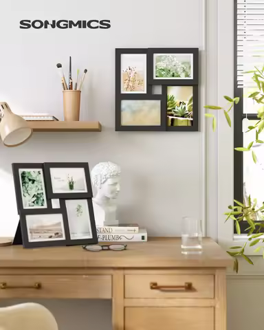 SONGMICS Collage Picture Frames, 4x6 for Wall Decor, Multi Family Photo for Gallery Decor, Hanging D
