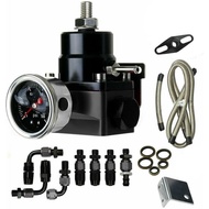 Universal Adjustable Aluminum Fuel Pressure Regulator Kit Oil 0-100psi Gauge -6AN 6AN Fuel Line Hose