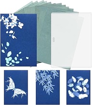 60 Pcs Cyanotype Paper,A6 Sun Paper with Transparent Folder Sun Art Papers High Sensitive Solar Acti