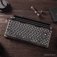 Vintage Punk Typewriter Blue Switch Dual-Mode Mechanical Keyboard Customizable Hot-Swappable Blue Sw