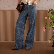 LUCA STUDIO_Luca jeans - กางเกงยีนส์ทรงขากระบอกใหญ่ ผ้าเดนิมดีเทลสกัดโชว์ดิ้นและตกแต่งด้วยเลื่อม อะไ