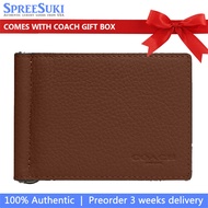 Coach Men Men Wallet In Gift Box Slim Money Clip Billfold Wallet Gunmetal Saddle # CH090