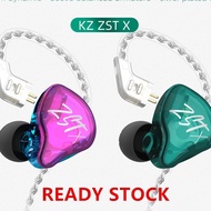 KZ ZST X 1BA+1DD Hybrid Unit In-ear Earphones HIFI Bass Sports DJ Earbud Headset With Silver-plated 