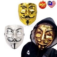 🔥 Topeng Anonymous Silver Gold. Vendetta Guy Fawkes Mask. Cosplay Halloween Party Masquerade Mask