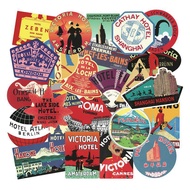 56-Piece Vintage Travel & Grand Hotel Graffiti Stickers for Journals, Notebooks & Scrapbooking