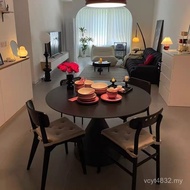 Dining Table Chair French Pure White Combination Slate Household Round Dining Table Negotiation Tabl