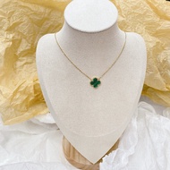 Real photo-Titan] 4-leaf clover necklace-green