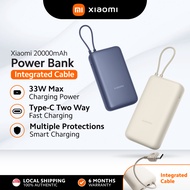 Xiaomi Power Bank 20000mAh (Integrated Cable) | 33W Max Power | Type-C Two Way Fast Charging | Durab