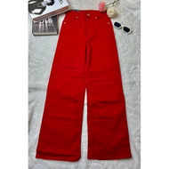 MERAH HNM RED PANTS 100% ORIGINAL STORE WOMEN'S LONG JEANS PANTS