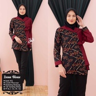 zena blouse blouse kombinasi blouse batik batik pekalongan - maroon l