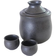 Ale-net Sake Heater, Cold Sake Cup, Tokutori, Hot 300ml, Black Crystal Sake Heater, Sake Cup with Insulator (Large), With 2 Sake Cups, Ceramic, Minoyaki