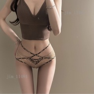 French Panties Sweet Girl Briefs Pure Desire Style Women Lace Trim Cross Strap Hollow Nude Breathabl