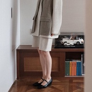 寬松復古羊毛呢翻領西裝馬甲外套女