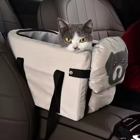 Car Central Console Pet Booster Seat Handheld Portable Dog Cat Travel Nest Front Vehicle Safety Carr
