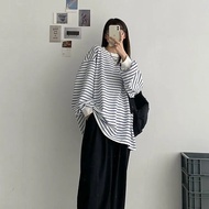 【40-150KG】Women's Oversized Spring And Autumn Plus Size Loose Striped Sweatershirt C15382