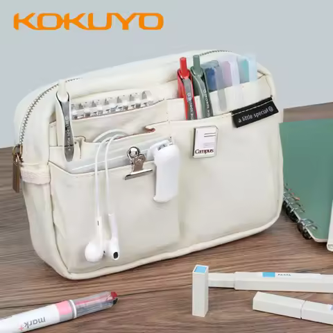 1pcs Japan Kokuyo Pencil Case WSG-BBS01R Stationery Storage Bag Multifunctional Multi-layer Pencil C