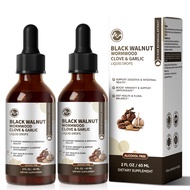 Wormwood Black Walnut Clove Cleanse สำหรับผู้ใหญ่ ดีท็อกซ์ + ของเหลวบำรุงลำไส้ ผสมออริกาโนและเบอร์-เ