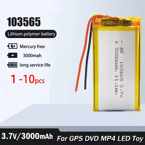 3.7V 3000mAh 103665 Rechargeable Battery Gps Polymer Lithium Battery For Ship Model Excavator Drone 