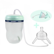 250ml Wide Mouth Handless Newborn Milk Bottle Self-Feeding Baby Bottle with Long Straw Tube Silicone Sippy Kids Cup