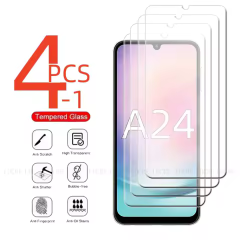 4Pcs For Samsung A24 Glass Samsung A24 Screen Protector Transparent Protective 9H Clear Tempered Gla