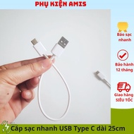 25cm short Type c fast charging cable supports fast charging, short charging cable for backup batter