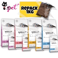 ( REPACK 1kg ) Molly MOLLY Super Premium Cat Food / Molly Makanan Kucing