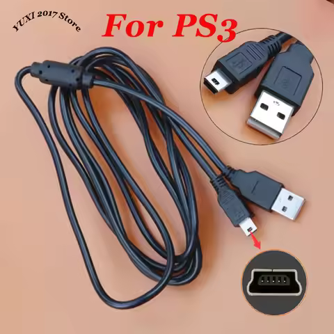 1/2/5PCS 1.8m Mini T-shaped Data Cable USB2.0 Pure Copper Wire With Magnetic Ring For PS3 Controller