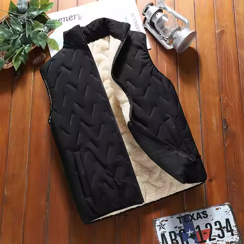 Men's Vest Jacket Warm Sleeveless Jacket Winter Waterproof Zipper Jacket Windproof Vest Warm Thick V