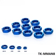 10PCS/LOT 8AN AN8 AN-8 BULKHEAD BLUE ALUMINUM FINISH NUT SEAL LOCKING FITTING