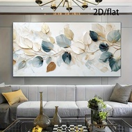 Flat 2D Leaves Abstract Canvas Prints Poster Modern Floral Large Horizontal Art Prints Wall Art Home