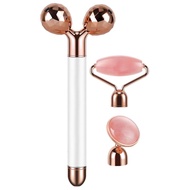 DANGSHAN 3-in-1 Electric Jade Roller 3D Roller Facial Roller & Face Massager, Rose Quartz