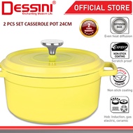 DESSINI ITALY iNM-24 Die Cast Aluminium Non Stick Casserole Pot Bowl Deep Fry Pan Cookware Tool PERI