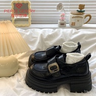 Taiwan Shipping Loafers Women Small Leather Shoes Single Thick-Soled Velcro 2025 Spring Retro Britis