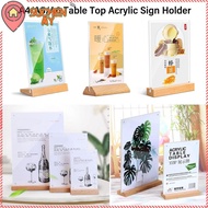 SUCHENMY Menu Display Stand, Acrylic Double Sided Table Top Sign Holder, Durable A4/A5/A6 with Wood Base Picture Card Frame Restaurant