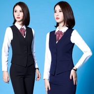 Korean Style Women's Suit Vest Black Plus Size Professional Office Work Wear Solid Sleeveless Blazer Vest