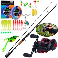 FRRTC Fishing Full Set 2 Section Carbon Casting Rod and Baitcasting Reel