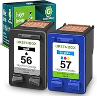 GREENBOX Remanufactured Ink Cartridge Replacement for HP 56 57 Used in Deskjet 5650 5550 5150 Photos