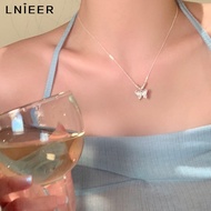 LNIEER Cool Feeling New Chinese Opal Butterfly Necklace Female Accessories Light Luxury Chinese Styl
