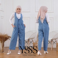 Jumpsuit Overall jeanswash / Overall Jeans Jumbo Baju Kodok / Kulot overall / Pakaian Wanita Playsui