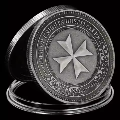 1 Piece Free Mason Commemorative Coin Order of The Knights Hospitaller Bronze Plated Coin Collectibl